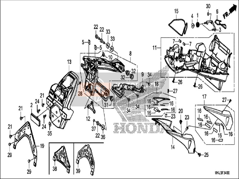 Honda CB1000RA 2019 Hinterer Kotflügel für ein 2019 Honda CB1000RA