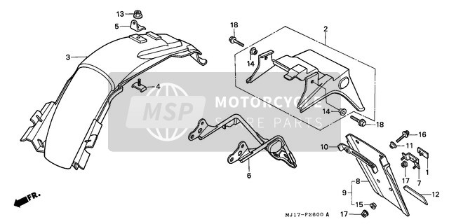 80123MA1640, Collar, Mudguard, Honda, 0