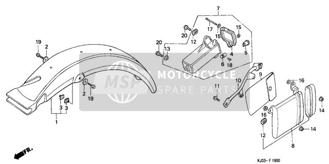 Honda TL125 1983 Hinterer Kotflügel für ein 1983 Honda TL125