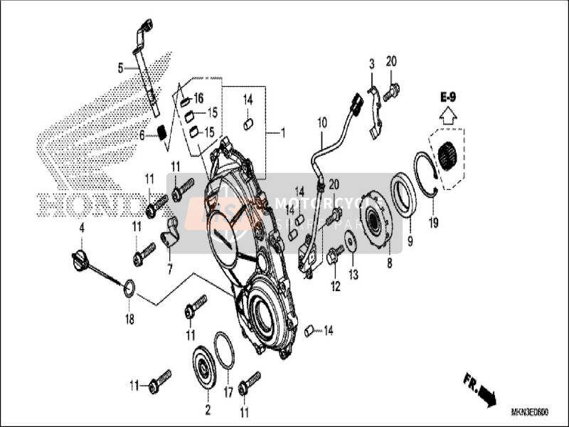 Honda CB650RA 2019 Rechtes Kurbelgehäuse Abdeckung für ein 2019 Honda CB650RA