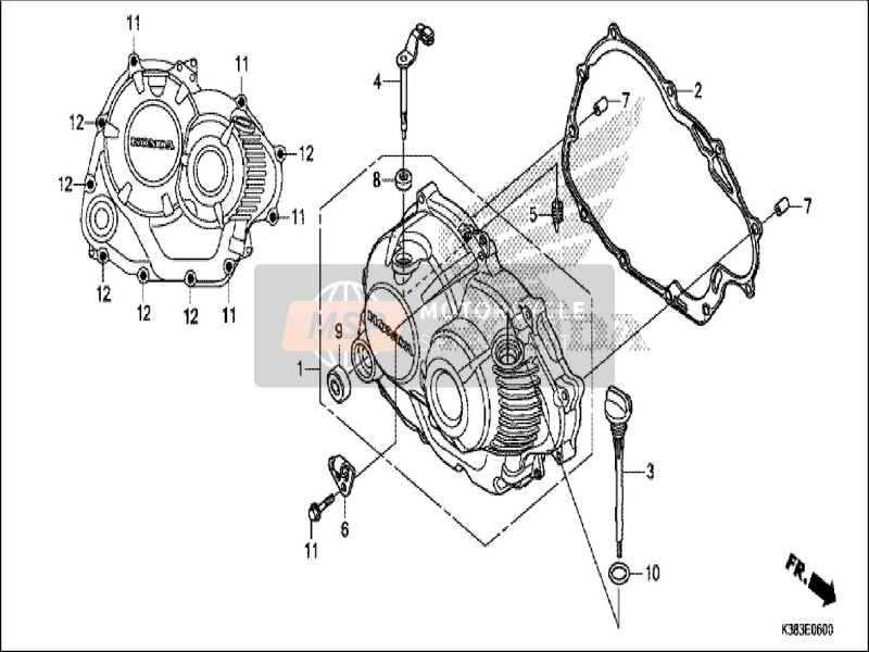 Honda CBF160 2019 Rechter carter Afdekking voor een 2019 Honda CBF160
