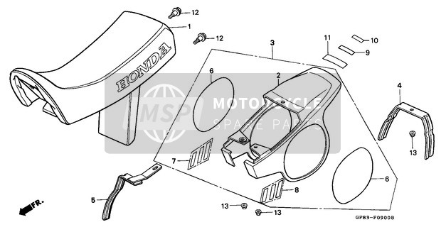 Honda QR50 1983 Seat/Rear Cowling for a 1983 Honda QR50