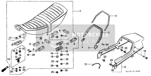 50401KC1000, Rubber, Rr. Grip Bar, Honda, 0