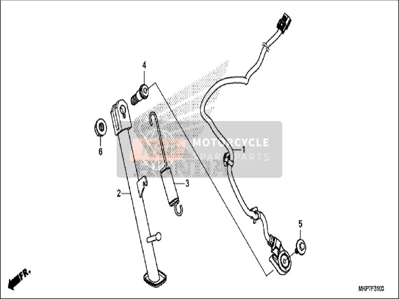 50530MKPJ80, Bar Comp., Side Stand, Honda, 0