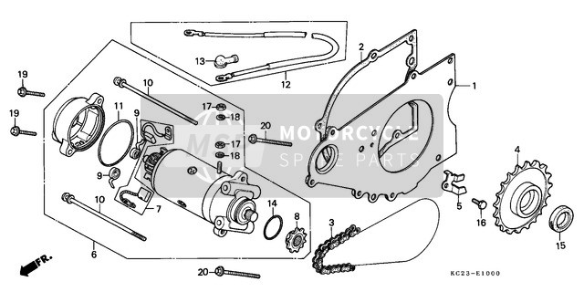 Honda CM125C 1982 Di partenza Il motore (1) per un 1982 Honda CM125C