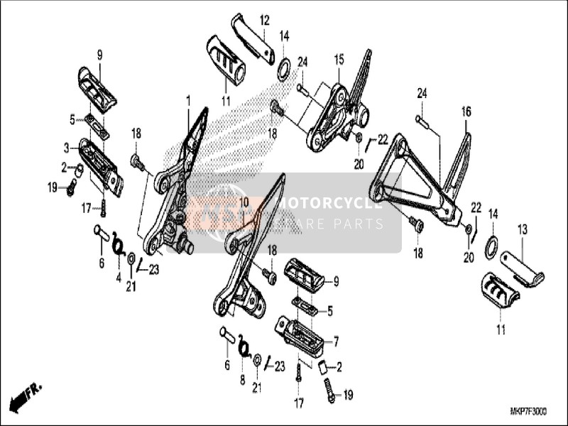 50600MKPJ00, PORTE-REPOSE-PIEDS Princi, Honda, 0