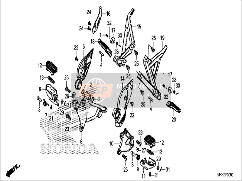 50627MKKD00, Repose Pieds Comp. G., Honda, 0
