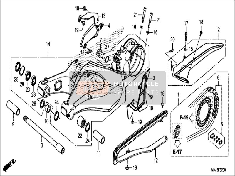 Honda CB1000RA 2019 Achterbrug voor een 2019 Honda CB1000RA