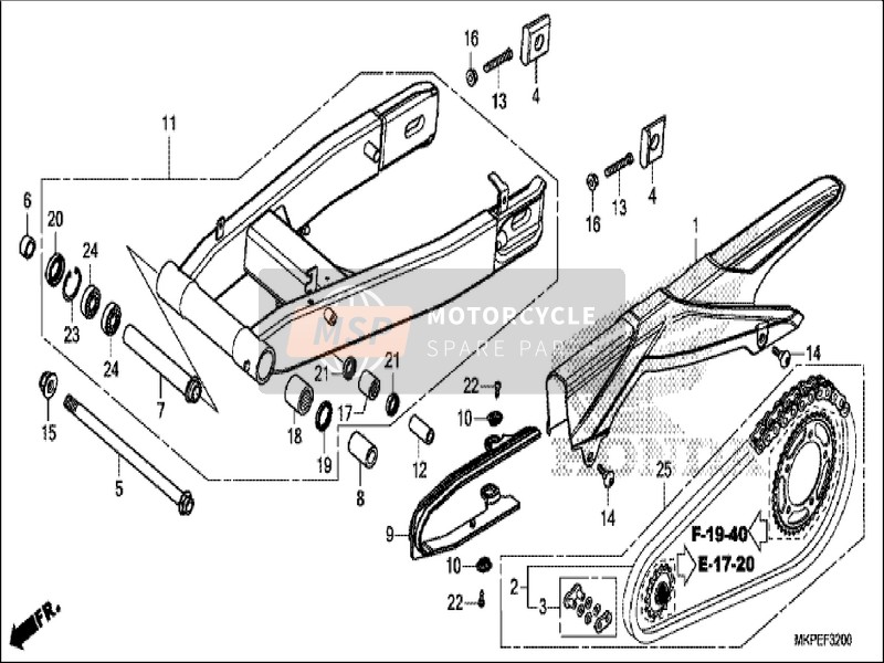 Honda CB500F 2019 Achterbrug voor een 2019 Honda CB500F