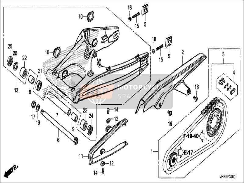 Honda CBR650RA 2019 Swingarm for a 2019 Honda CBR650RA