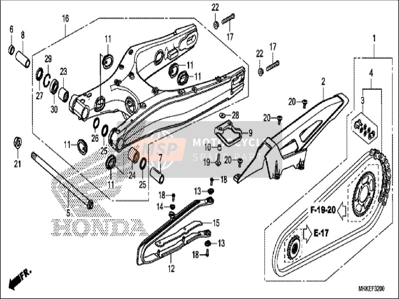 52200MKKD20, Bras Oscillant Secondaire, Honda, 0