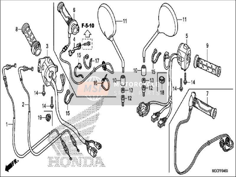 Honda CB1100CA 2019 Interruttore/Cavo/Specchio per un 2019 Honda CB1100CA