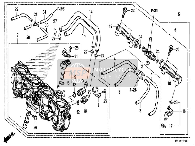 16401MKND11, Ens. Corps De Papillon, Honda, 1