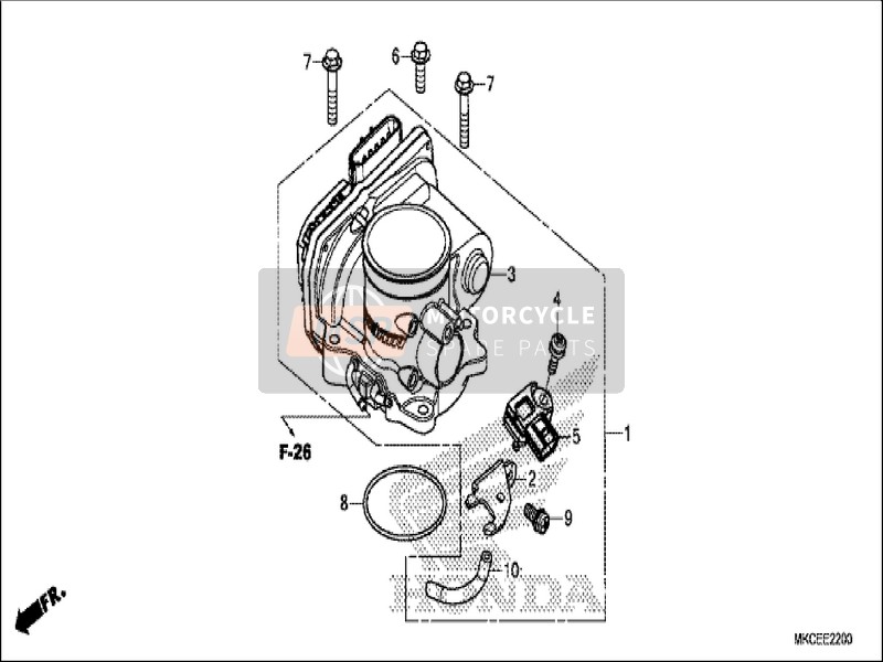 Honda GL1800DA 2019 Gasklephuis voor een 2019 Honda GL1800DA