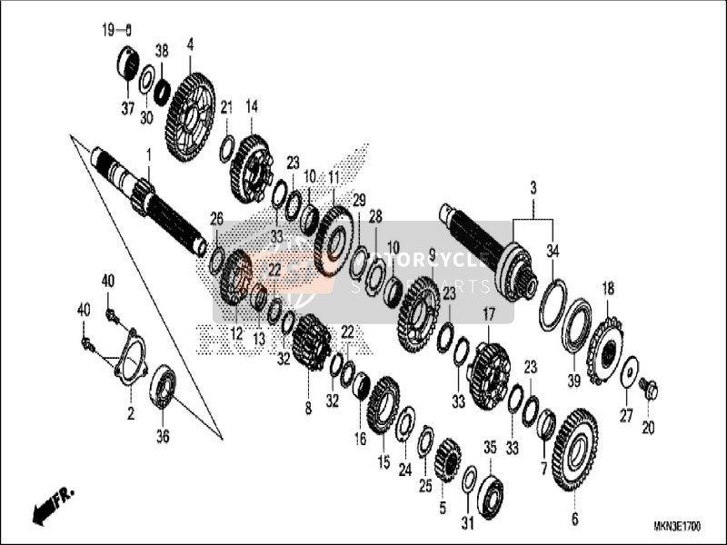 23501MKND10, Gear, Countershaft Fifth, Honda, 0