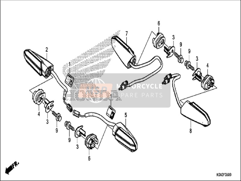 33400KZZJ01, Winker Assy., R. Fr., Honda, 1