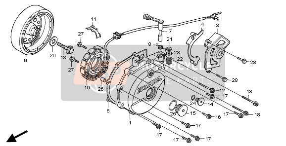 Honda XR600R 1997 LINKE KURBELGEHÄUSEABDECKUNG für ein 1997 Honda XR600R