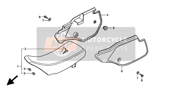 Honda CR80R 1994 posto a sedere & Coperchio laterale per un 1994 Honda CR80R