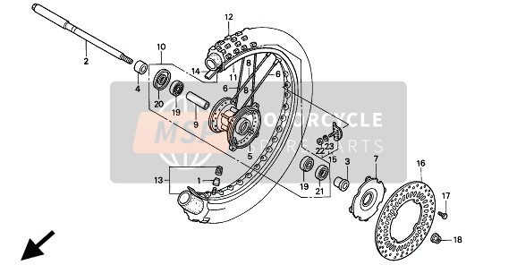 Honda CR500R 1994 Ruota anteriore per un 1994 Honda CR500R