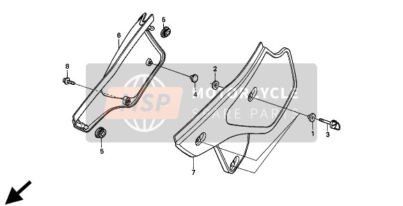 Honda XR250R 1994 Cubierta lateral para un 1994 Honda XR250R