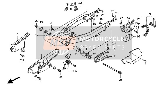 Honda XR600R 1997 SWINGARM & CHAIN CASE for a 1997 Honda XR600R