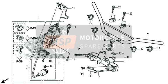 Honda CRF250M 2015 Behandel pijp & Bovenste kroonplaat voor een 2015 Honda CRF250M