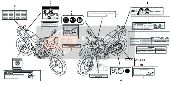 87507MFLD20, Label, Aandrijfketting (P, Honda, 0