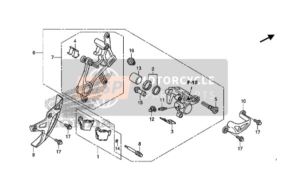 Honda CRF250R 2016 Remklauw achter voor een 2016 Honda CRF250R