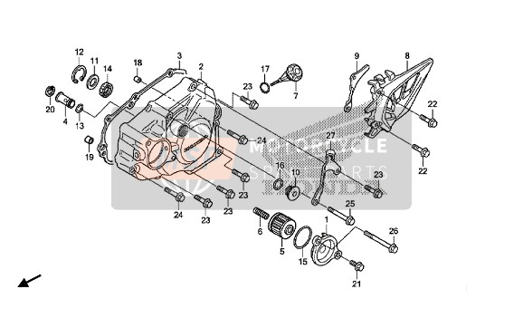 Honda CRF450R 2016 Tapa del cárter izquierdo para un 2016 Honda CRF450R