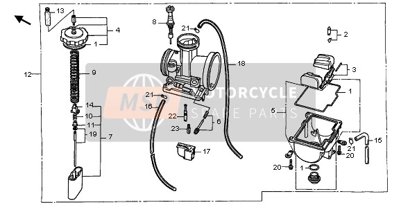 Honda CR500R 1998 CARBURETOR for a 1998 Honda CR500R