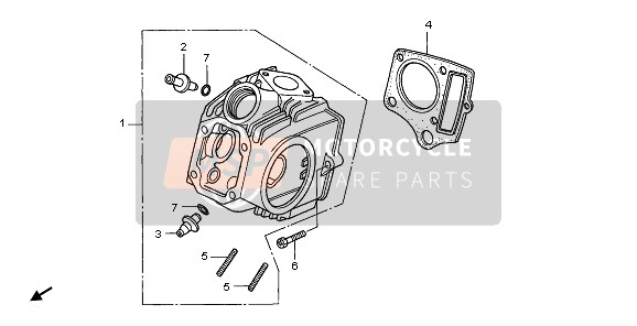 Honda XR70R 1998 CYLINDER HEAD for a 1998 Honda XR70R