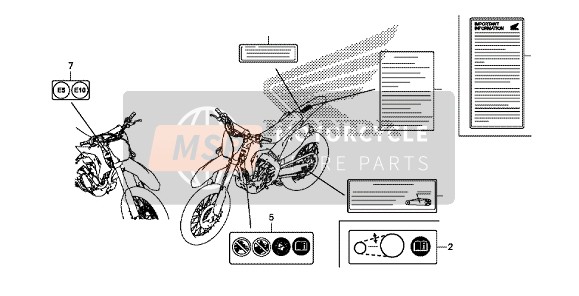 87507KSEE30, Etiquette,  Chaine, Honda, 1