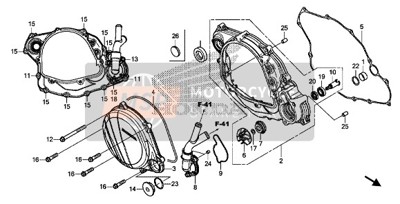 Honda CRF450R 2018 RECHTE KURBELGEHÄUSEABDECKUNG & WASSERPUMPE für ein 2018 Honda CRF450R