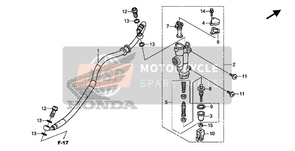 Honda CRF450R 2018 Hoofdremcilinder achter voor een 2018 Honda CRF450R