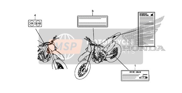 Honda CRF450RX 2018 Etiqueta de precaución para un 2018 Honda CRF450RX