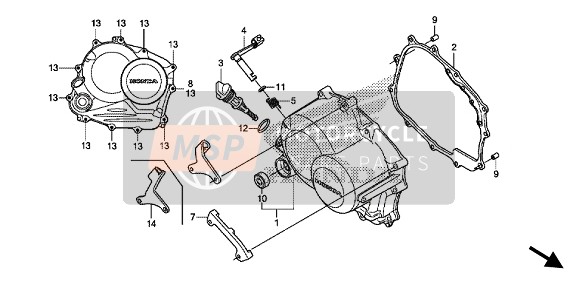 Honda CRF125FB 2019 Tapa del cárter derecho para un 2019 Honda CRF125FB