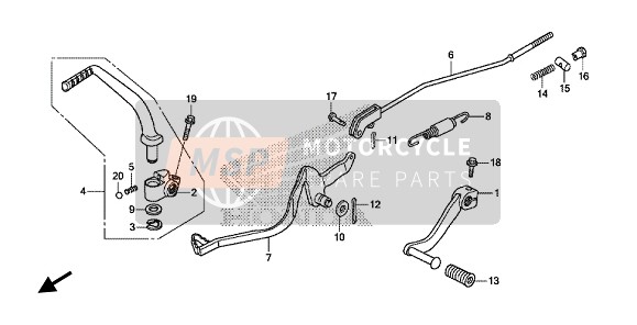 Honda CRF125FB 2019 Pedaal voor een 2019 Honda CRF125FB