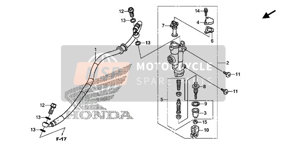 Honda CRF250R 2019 Pompa freno posteriore per un 2019 Honda CRF250R