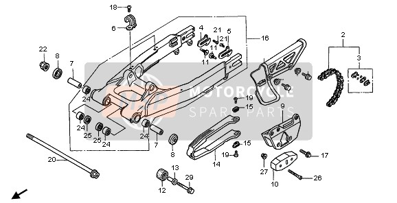 52170MN1681, Slider, Chain, Honda, 2