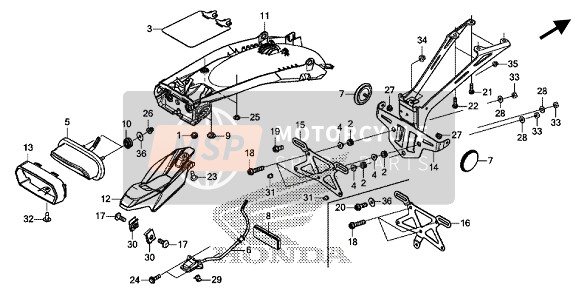 33614MEC650, Collar C, Rr. Winker, Honda, 4