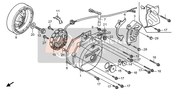 Honda XR600R 1998 LINKE KURBELGEHÄUSEABDECKUNG für ein 1998 Honda XR600R