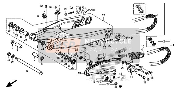 Honda CRF450R 2020 Brazo oscilante para un 2020 Honda CRF450R