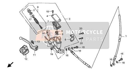 Honda CR125R 1999 HAUPTBREMSZYLINDER VORNE für ein 1999 Honda CR125R