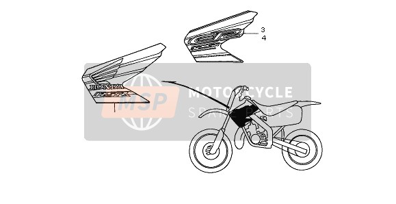 Honda CR125R 1999 Sticker voor een 1999 Honda CR125R