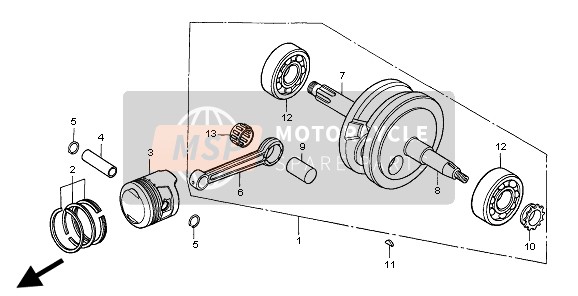 Honda XR70R 1999 Vilebrequin & Piston pour un 1999 Honda XR70R