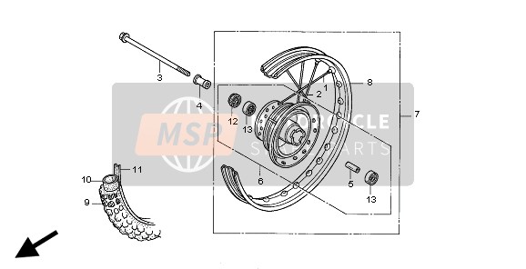 Honda XR70R 1999 Roue avant pour un 1999 Honda XR70R