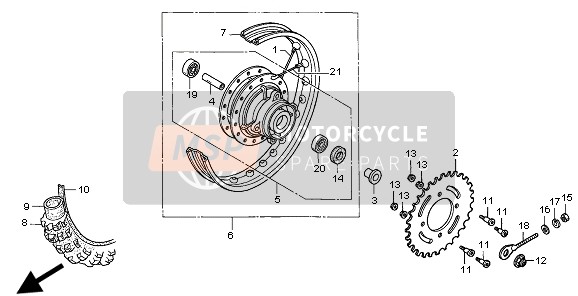 Honda XR70R 1999 REAR WHEEL for a 1999 Honda XR70R