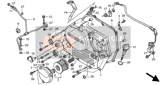 Honda XR250R 1995 Tapa del cárter derecho para un 1995 Honda XR250R