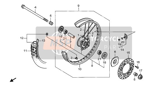 Honda CR80R-SW 2000 Ruota anteriore per un 2000 Honda CR80R-SW