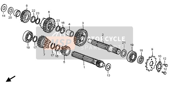 23800GCFA20, Sprocket, Drive (15T), Honda, 1